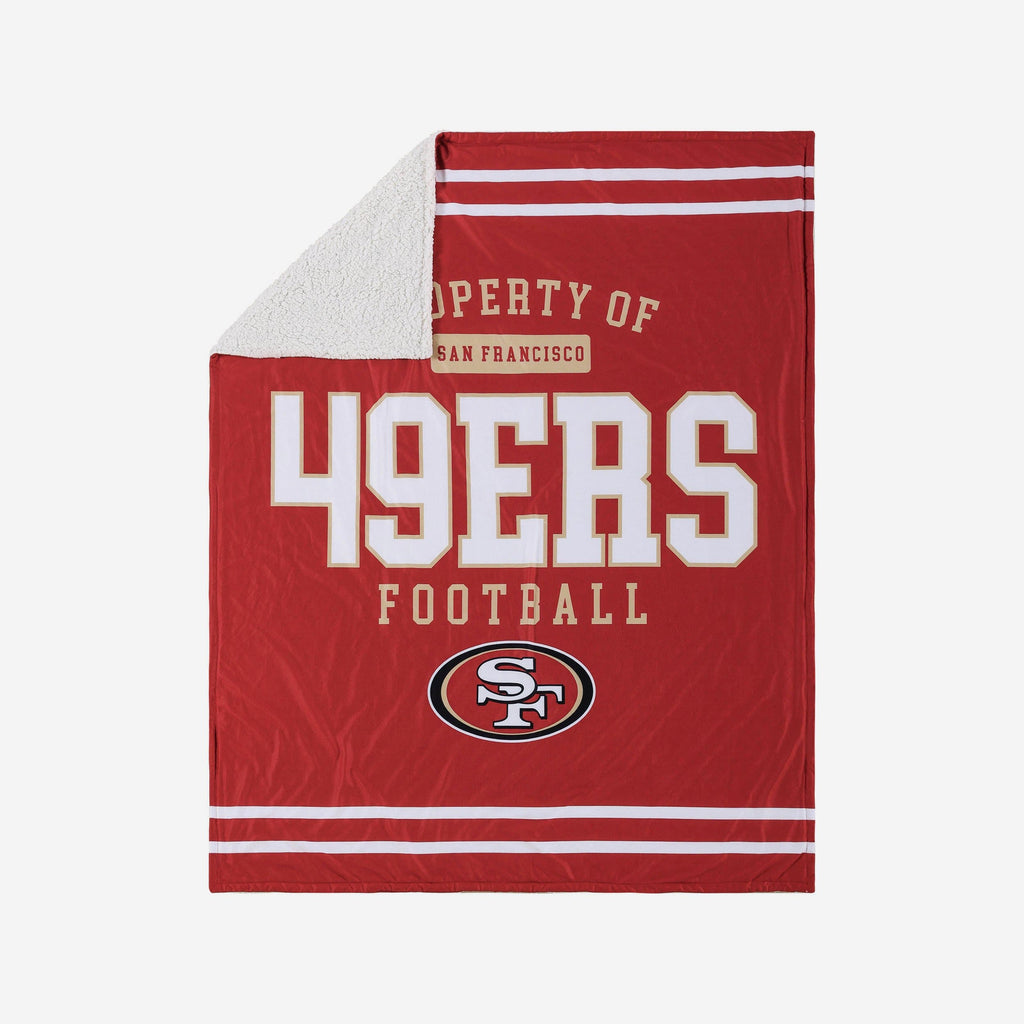 San Francisco 49ers Team Property Sherpa Plush Throw Blanket FOCO - FOCO.com