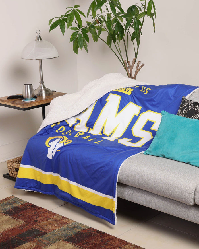 Los Angeles Rams Team Property Sherpa Plush Throw Blanket FOCO - FOCO.com