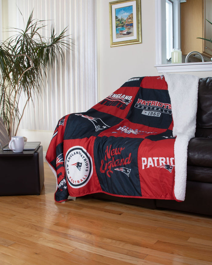 New England Patriots Team Pride Patches Quilt FOCO - FOCO.com