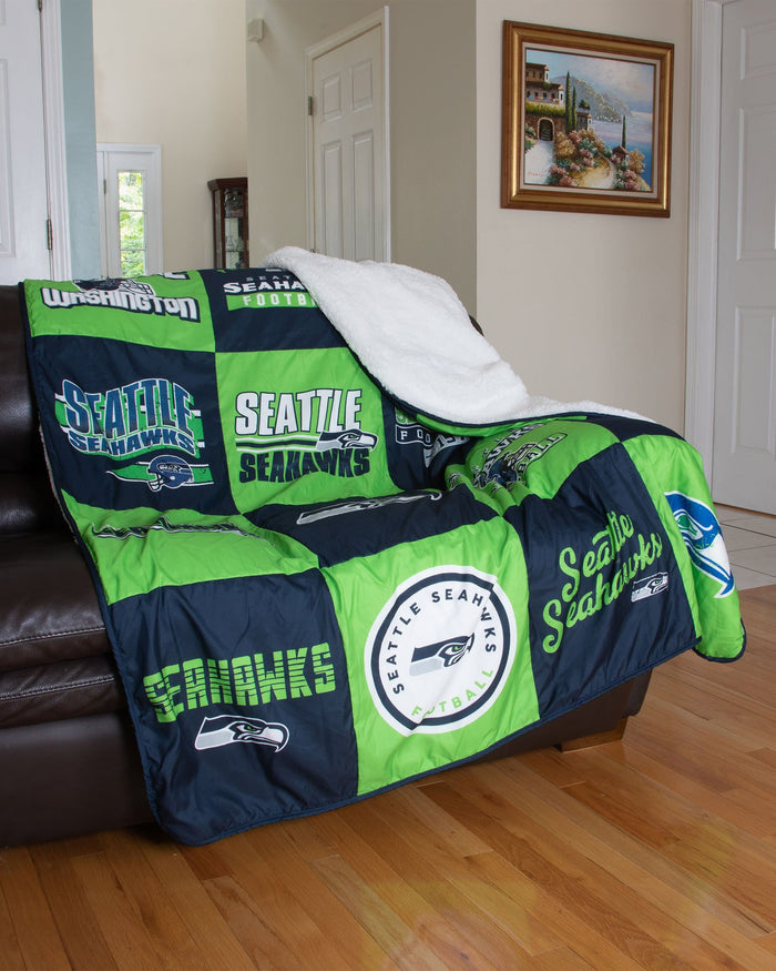 Seattle Seahawks Team Pride Patches Quilt FOCO - FOCO.com