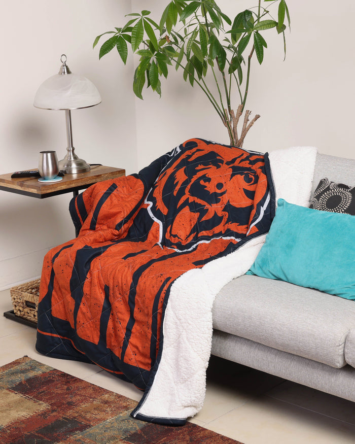 Chicago Bears Big Game Sherpa Lined Throw Blanket FOCO - FOCO.com