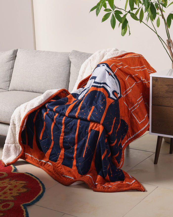 Denver Broncos Big Game Sherpa Lined Throw Blanket FOCO - FOCO.com