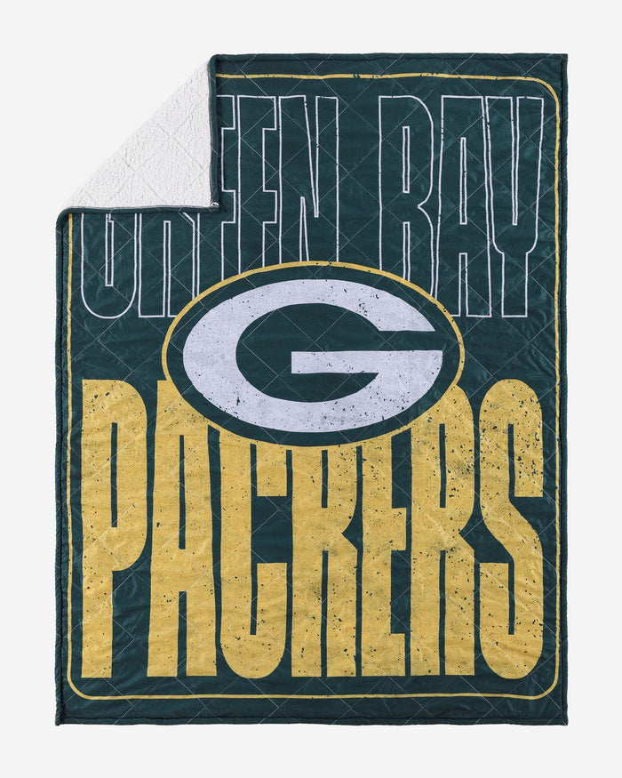 Green Bay Packers Big Game Sherpa Lined Throw Blanket FOCO - FOCO.com