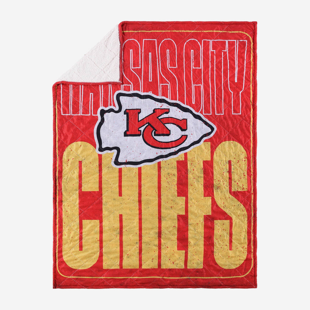 Kansas City Chiefs Big Game Sherpa Lined Throw Blanket FOCO - FOCO.com