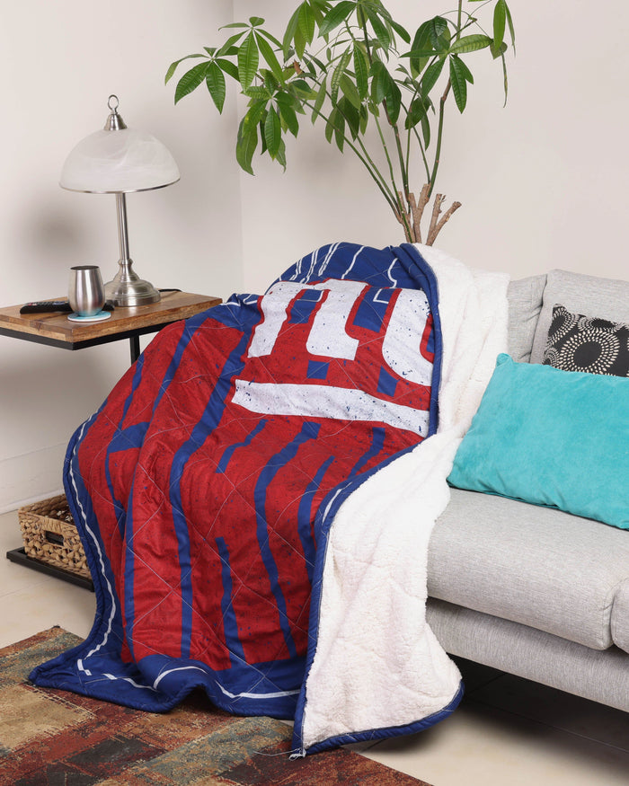 New York Giants Big Game Sherpa Lined Throw Blanket FOCO - FOCO.com