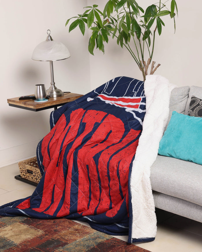 New England Patriots Big Game Sherpa Lined Throw Blanket FOCO - FOCO.com