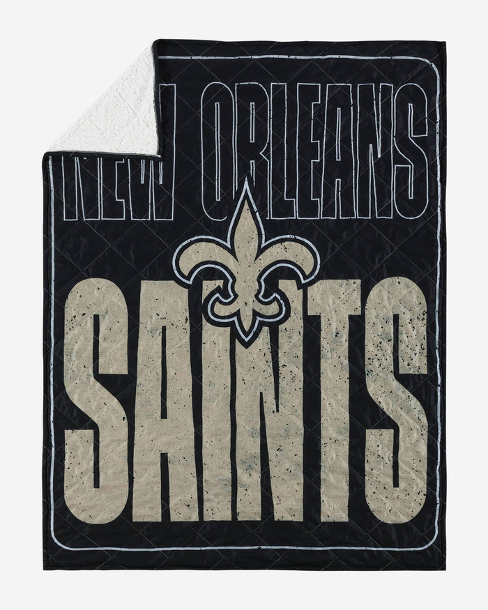 New Orleans Saints Big Game Sherpa Lined Throw Blanket FOCO - FOCO.com