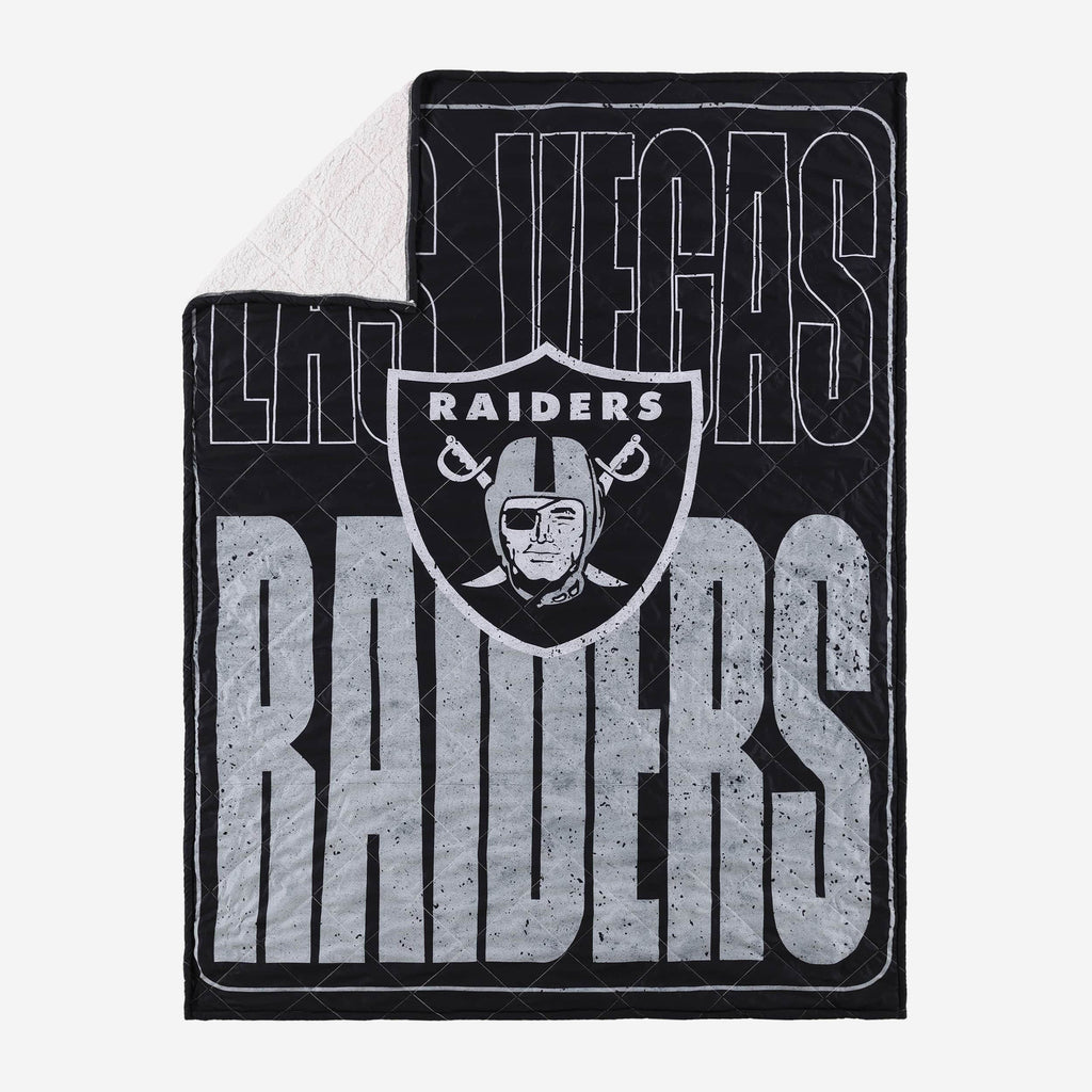 Las Vegas Raiders Big Game Sherpa Lined Throw Blanket FOCO - FOCO.com