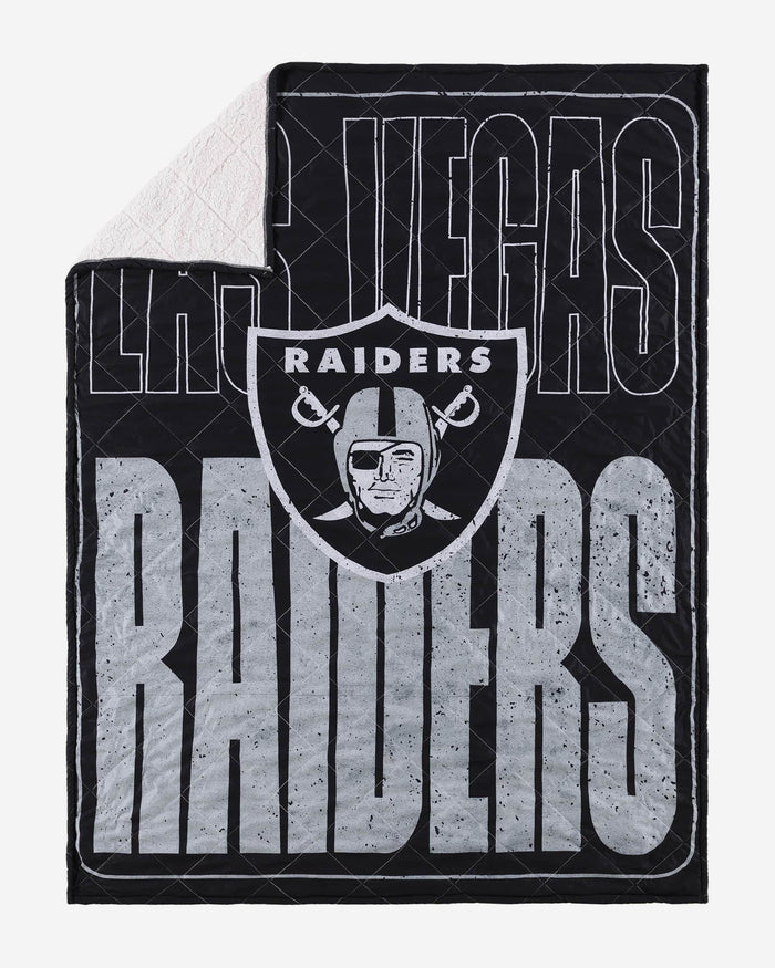 Las Vegas Raiders Big Game Sherpa Lined Throw Blanket FOCO - FOCO.com