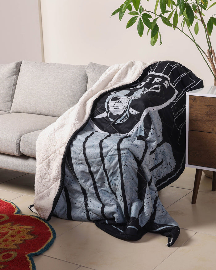 Las Vegas Raiders Big Game Sherpa Lined Throw Blanket FOCO - FOCO.com