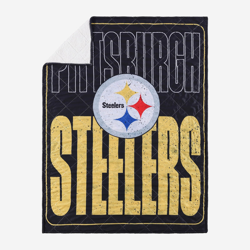 Pittsburgh Steelers Big Game Sherpa Lined Throw Blanket FOCO - FOCO.com