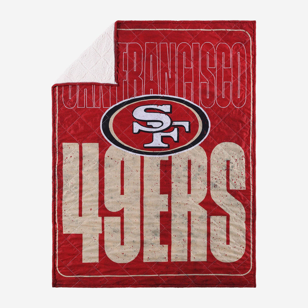 San Francisco 49ers Big Game Sherpa Lined Throw Blanket FOCO - FOCO.com