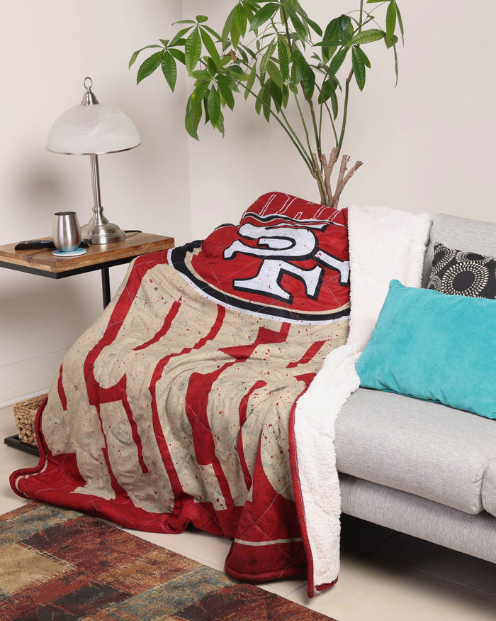 San Francisco 49ers Big Game Sherpa Lined Throw Blanket FOCO - FOCO.com