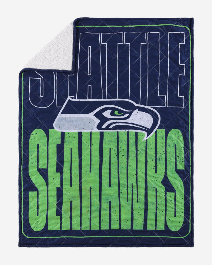 Seattle Seahawks Big Game Sherpa Lined Throw Blanket FOCO - FOCO.com