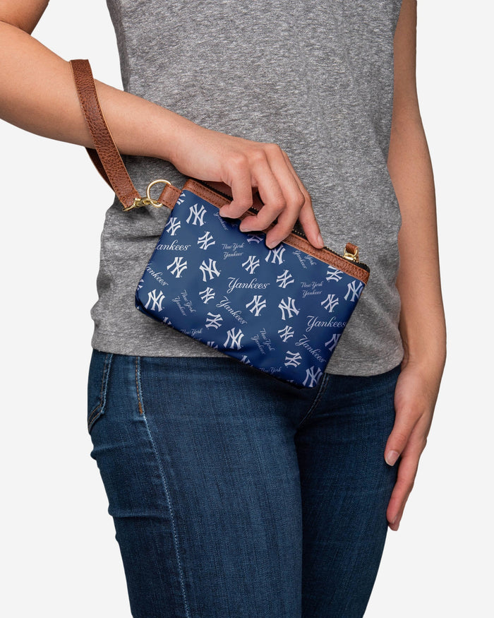 New York Yankees Printed Collection Repeat Logo Wristlet FOCO - FOCO.com