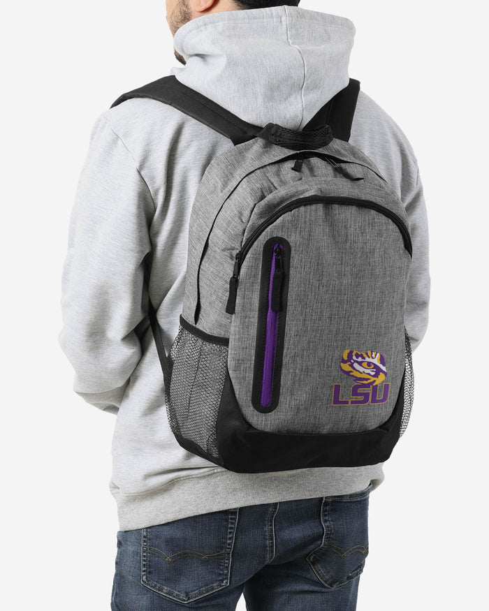 LSU Tigers Heather Grey Bold Color Backpack FOCO - FOCO.com