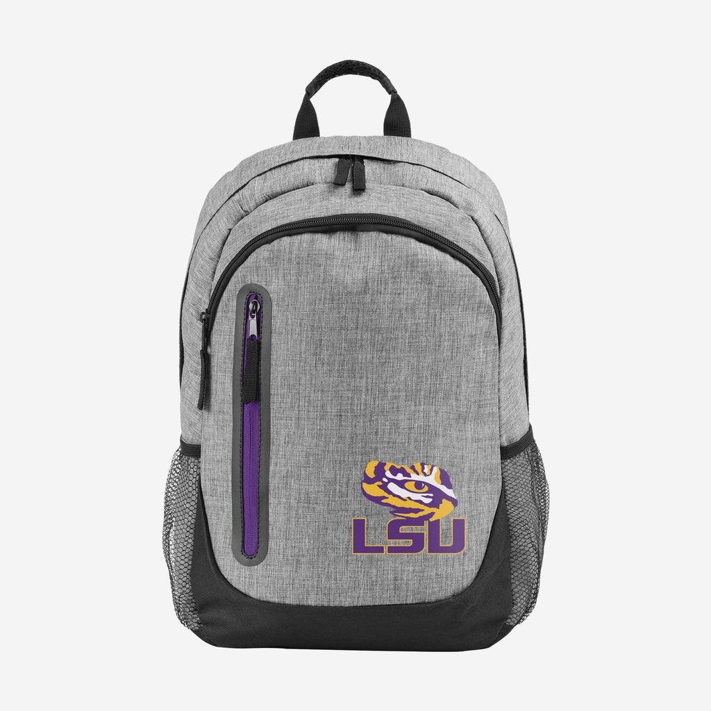 LSU Tigers Heather Grey Bold Color Backpack FOCO - FOCO.com