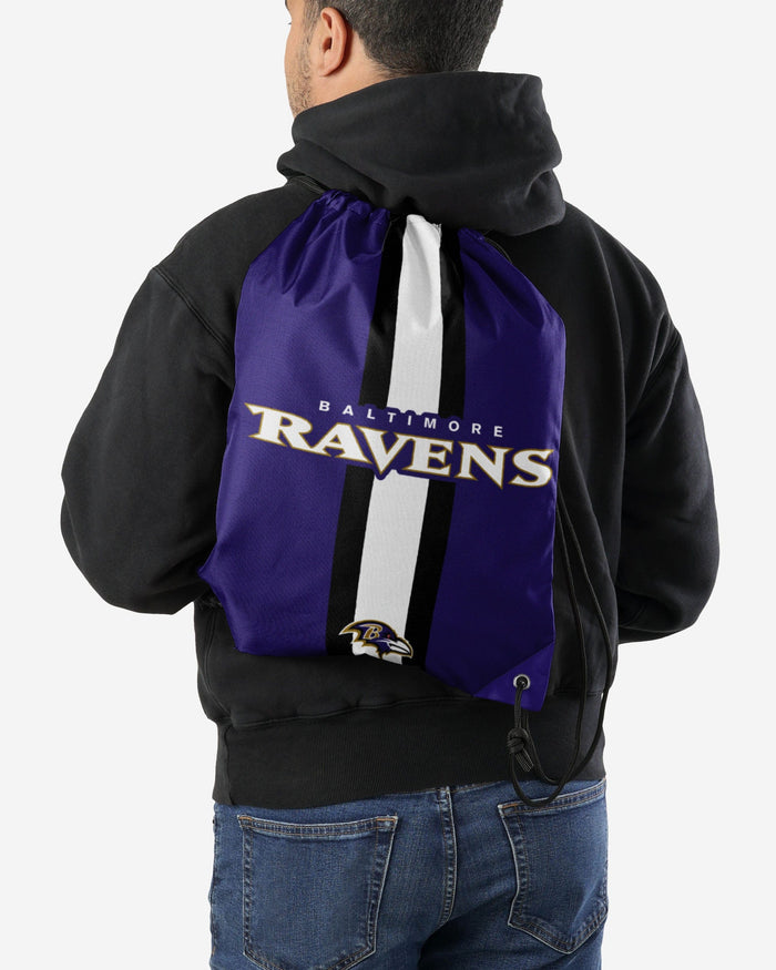 Baltimore Ravens Team Stripe Wordmark Drawstring Backpack FOCO - FOCO.com