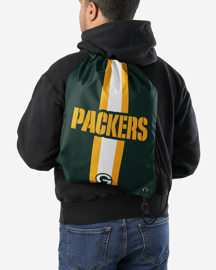 Green Bay Packers Team Stripe Wordmark Drawstring Backpack FOCO - FOCO.com