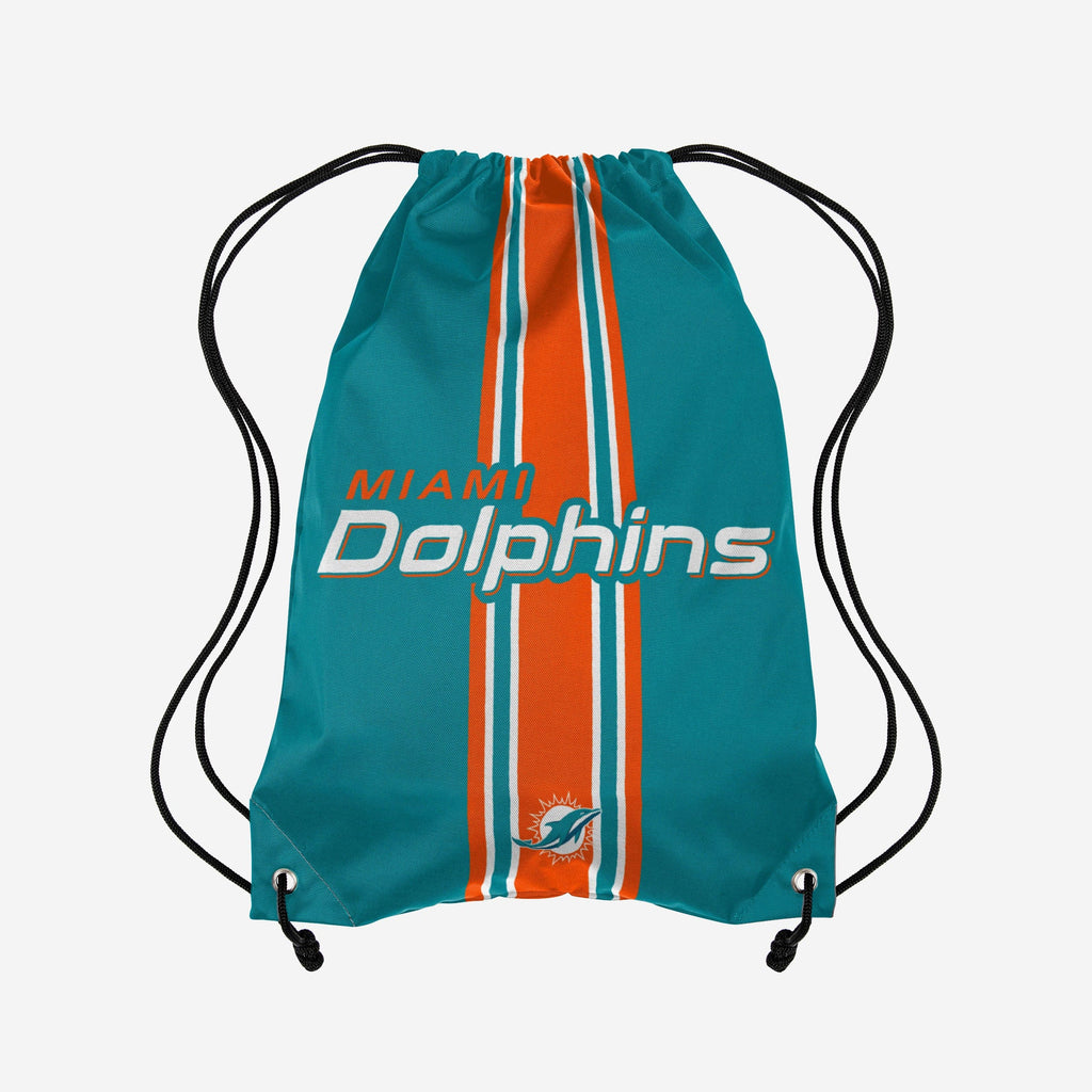 Miami Dolphins Team Stripe Wordmark Drawstring Backpack FOCO - FOCO.com