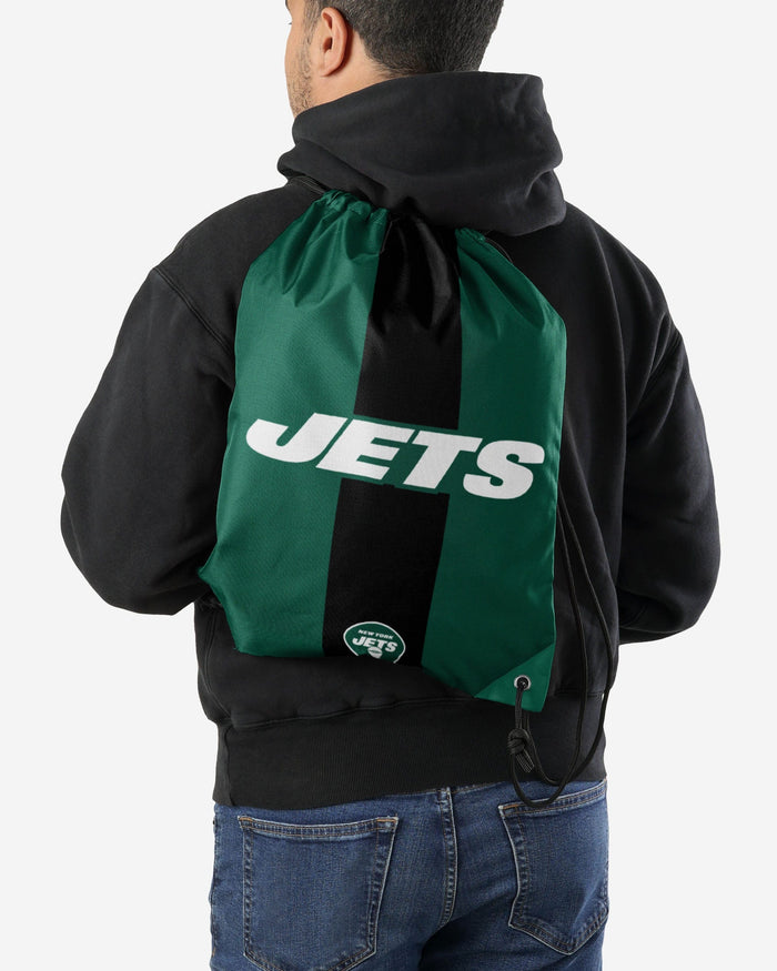 New York Jets Team Stripe Wordmark Drawstring Backpack FOCO - FOCO.com