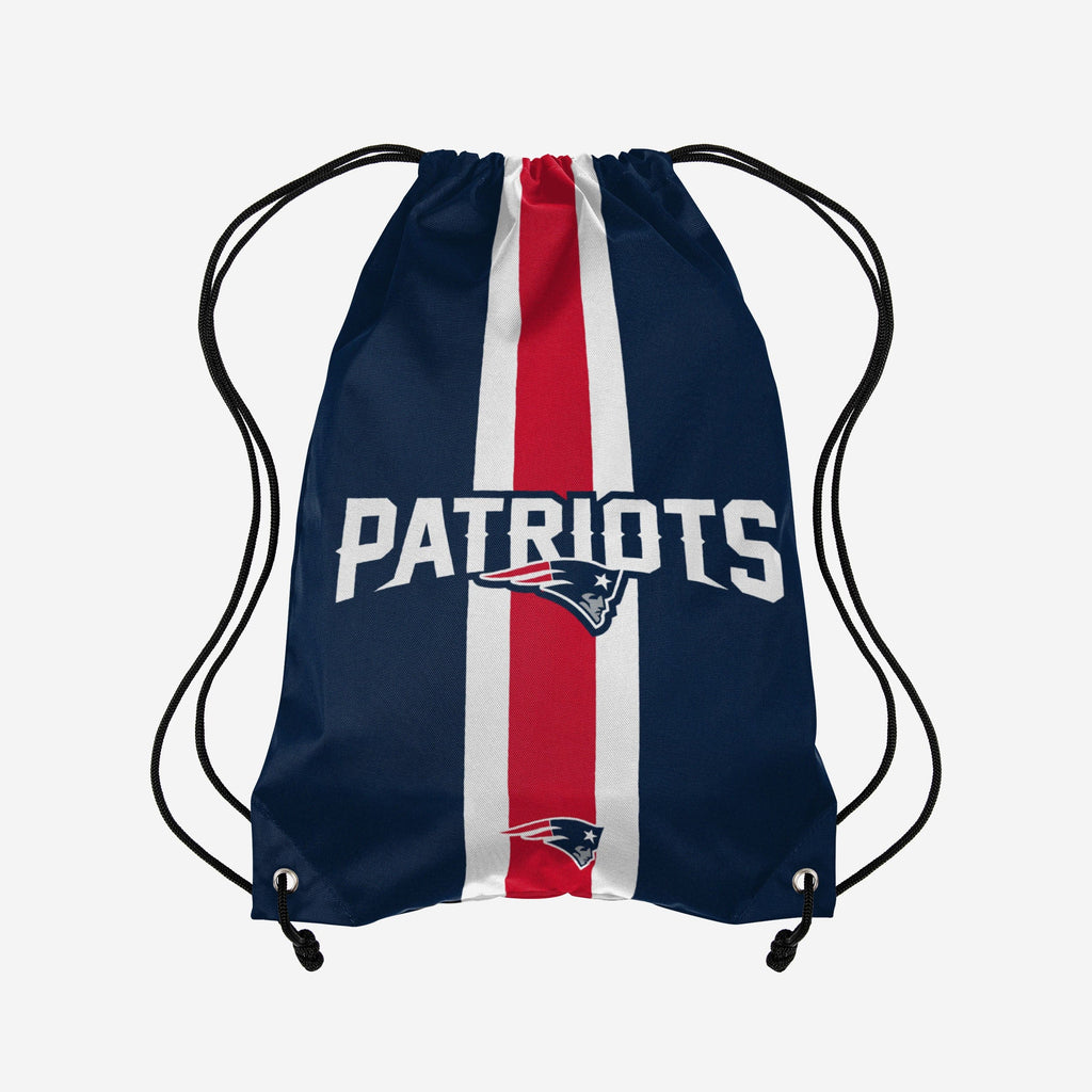 New England Patriots Team Stripe Wordmark Drawstring Backpack FOCO - FOCO.com