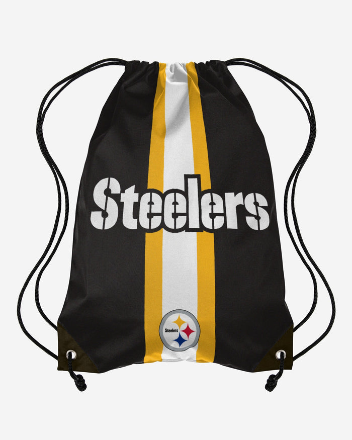 Pittsburgh Steelers Team Stripe Wordmark Drawstring Backpack FOCO - FOCO.com