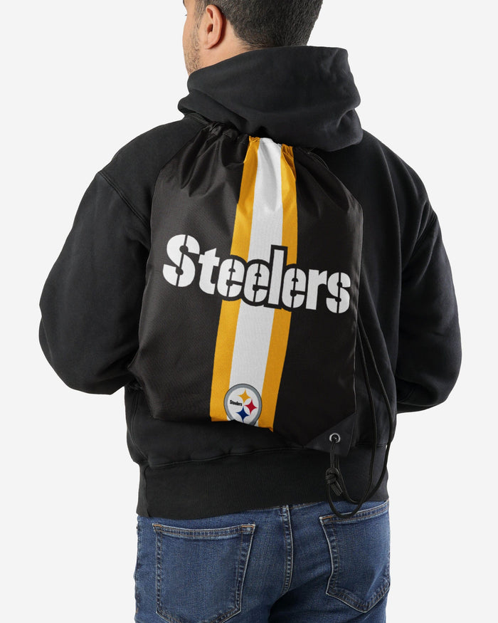 Pittsburgh Steelers Team Stripe Wordmark Drawstring Backpack FOCO - FOCO.com