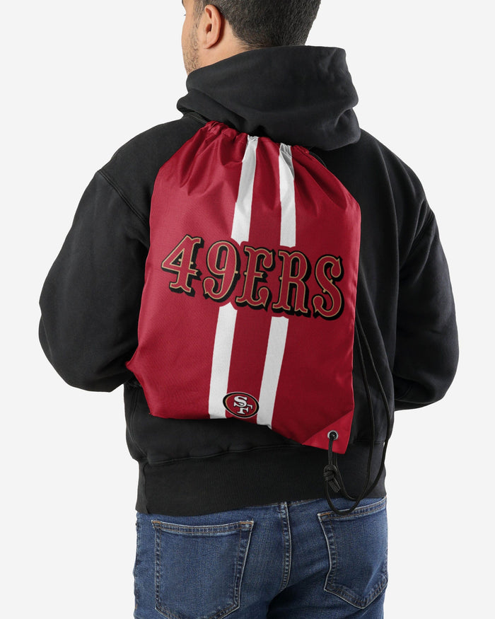 San Francisco 49ers Team Stripe Wordmark Drawstring Backpack FOCO - FOCO.com