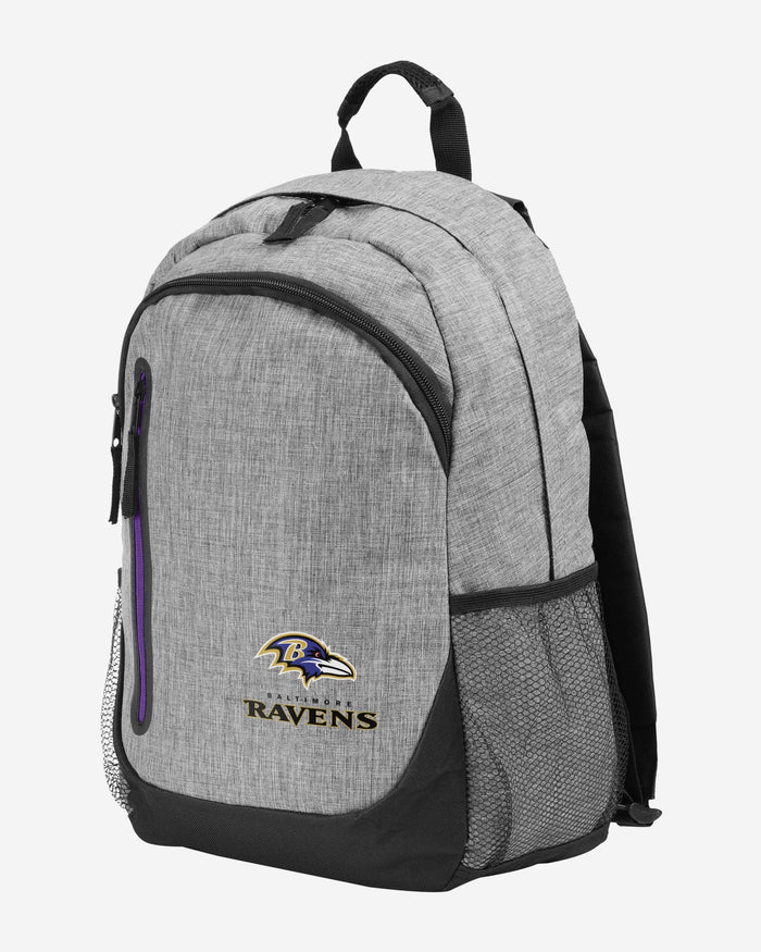 Baltimore Ravens Heather Grey Bold Color Backpack FOCO - FOCO.com