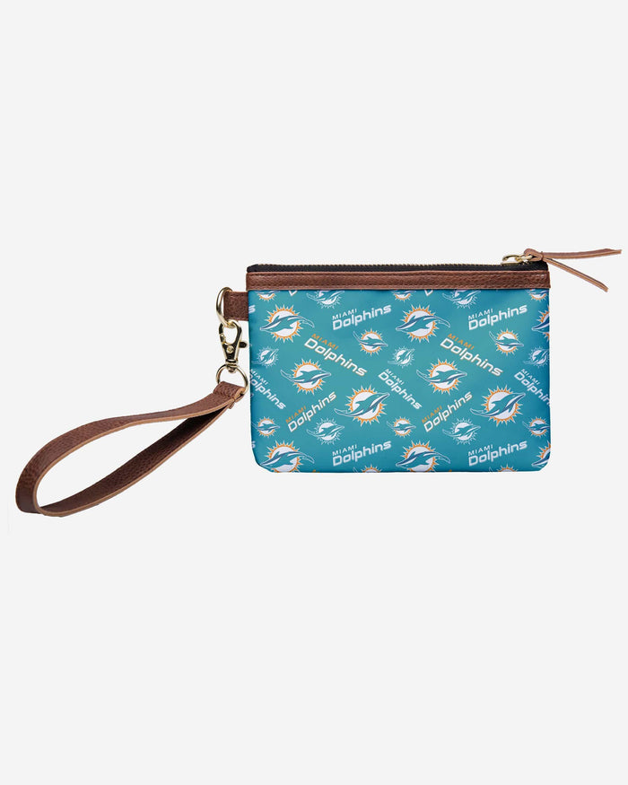 Miami Dolphins Printed Collection Repeat Logo Wristlet FOCO - FOCO.com