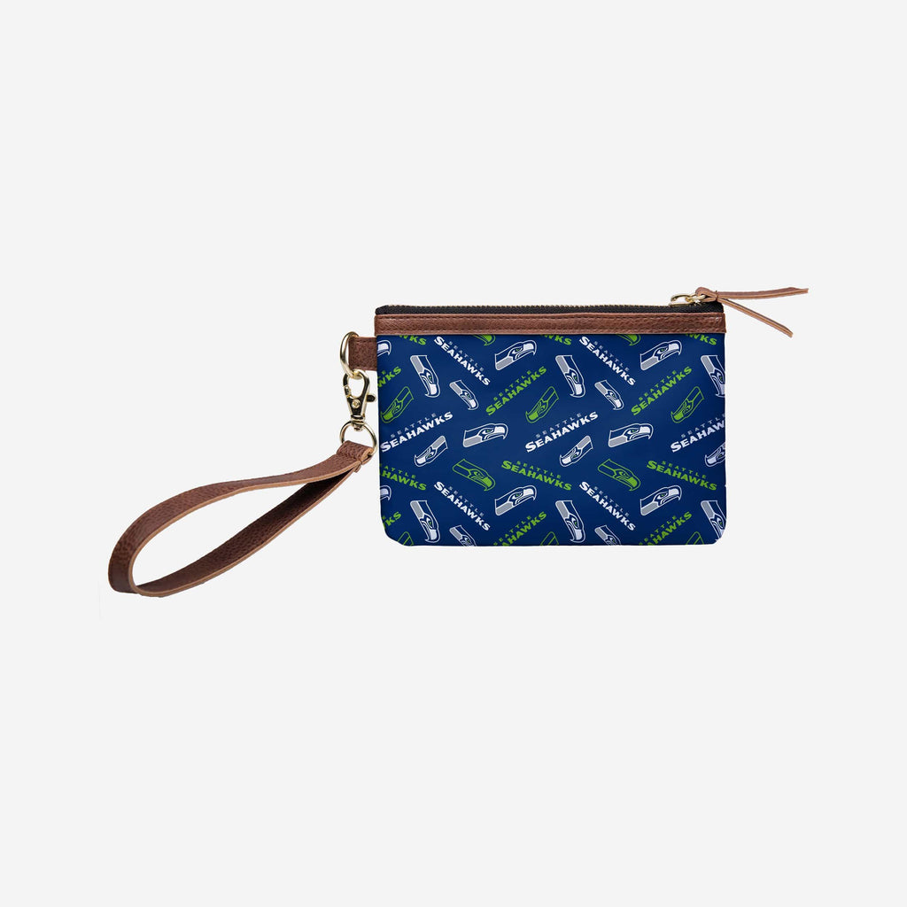 Seattle Seahawks Printed Collection Repeat Logo Wristlet FOCO - FOCO.com