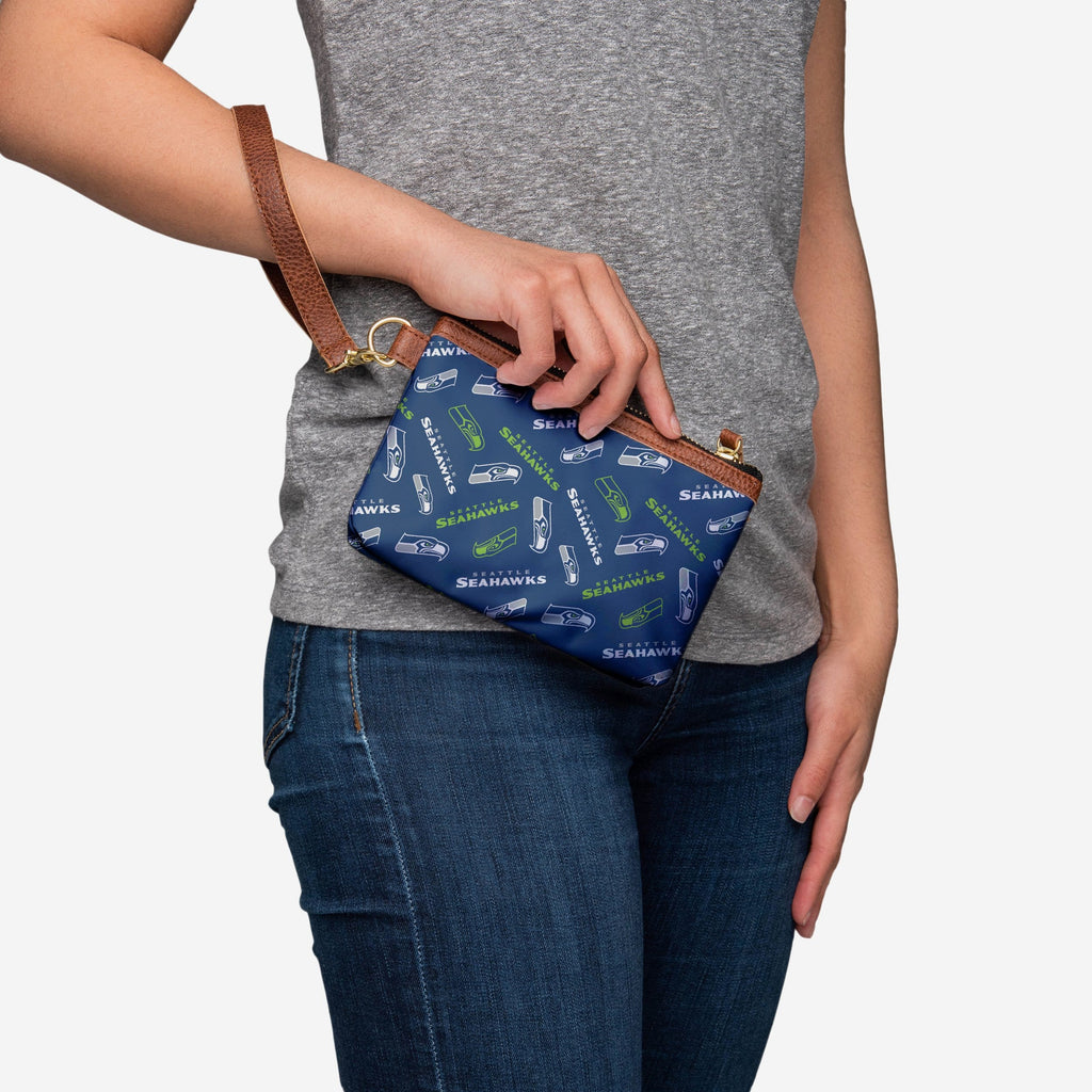 Seattle Seahawks Printed Collection Repeat Logo Wristlet FOCO