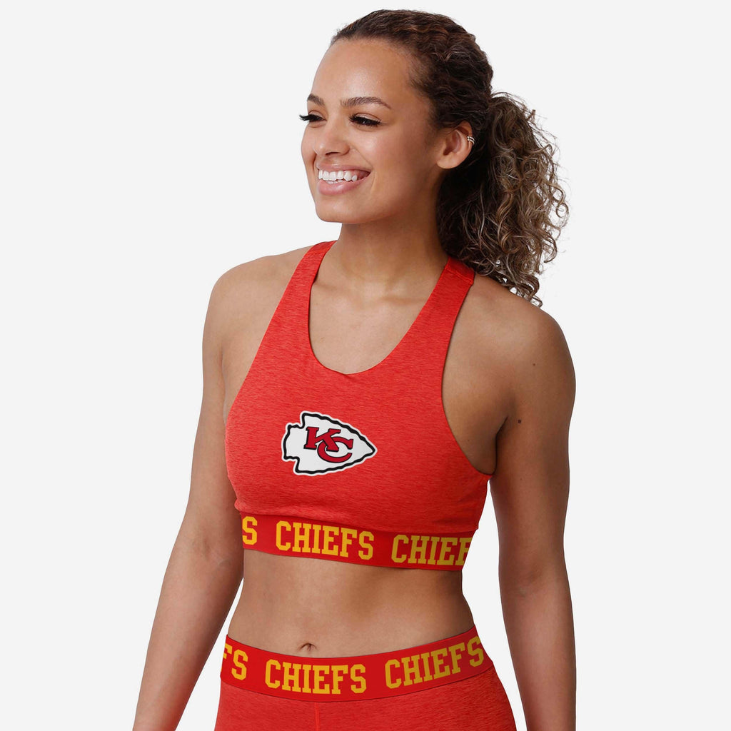 Kansas City Chiefs Womens Team Color Static Sports Bra FOCO S - FOCO.com