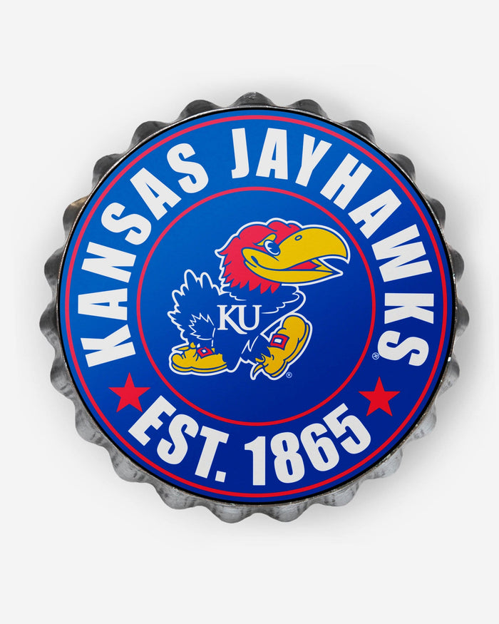 Kansas Jayhawks Bottle Cap Wall Sign FOCO - FOCO.com