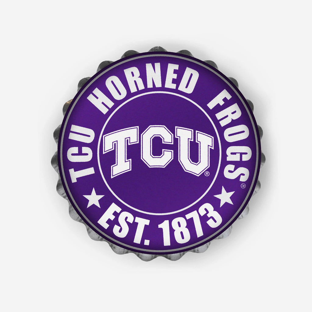 TCU Horned Frogs Bottle Cap Wall Sign FOCO - FOCO.com