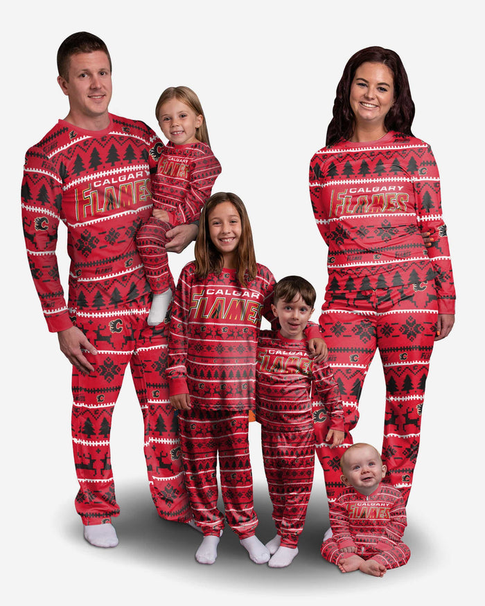 Calgary Flames Youth Family Holiday Pajamas FOCO - FOCO.com