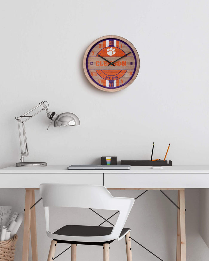 Clemson Tigers Barrel Wall Clock FOCO - FOCO.com