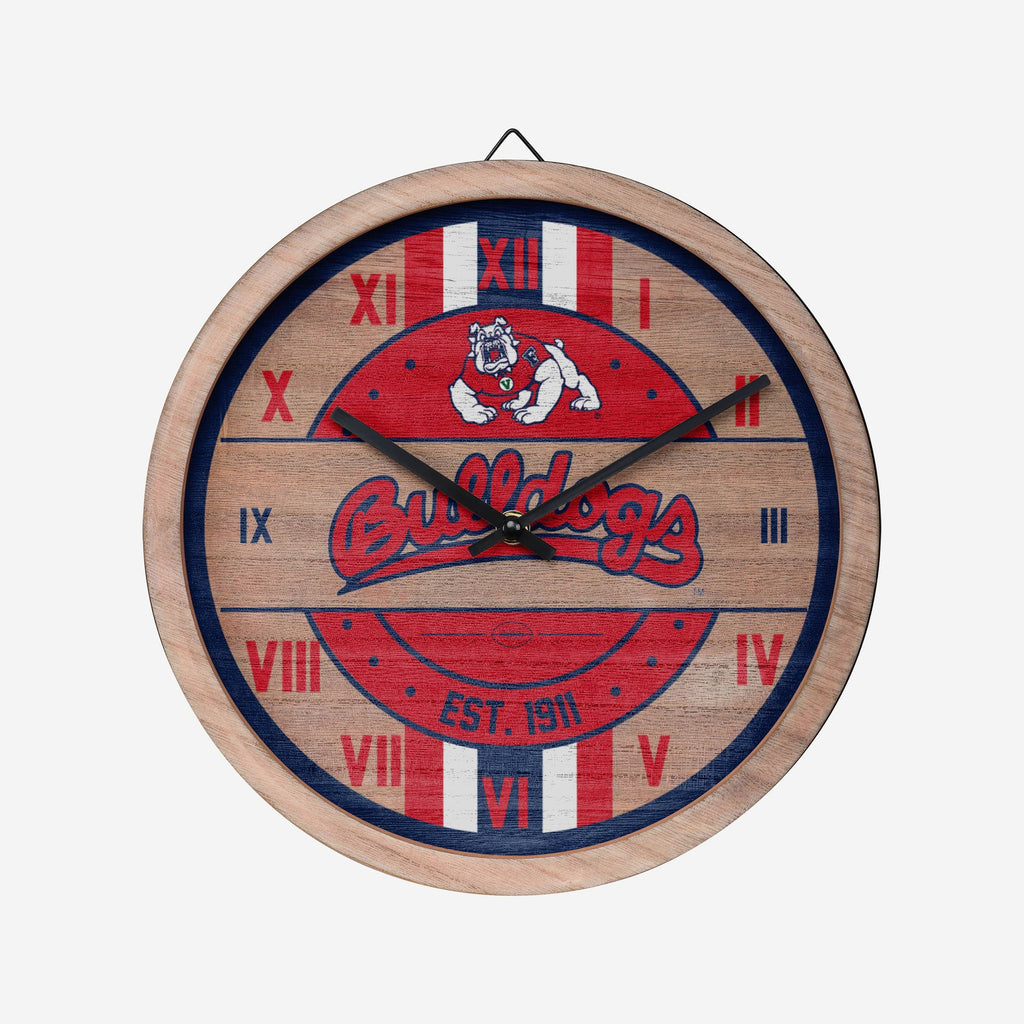 Fresno State Bulldogs Barrel Wall Clock FOCO - FOCO.com