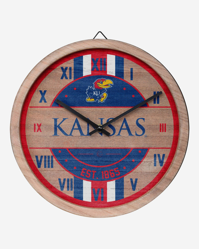 Kansas Jayhawks Barrel Wall Clock FOCO - FOCO.com