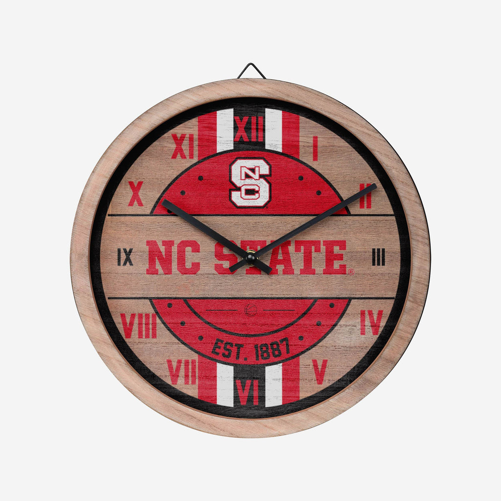 NC State Wolfpack Barrel Wall Clock FOCO - FOCO.com