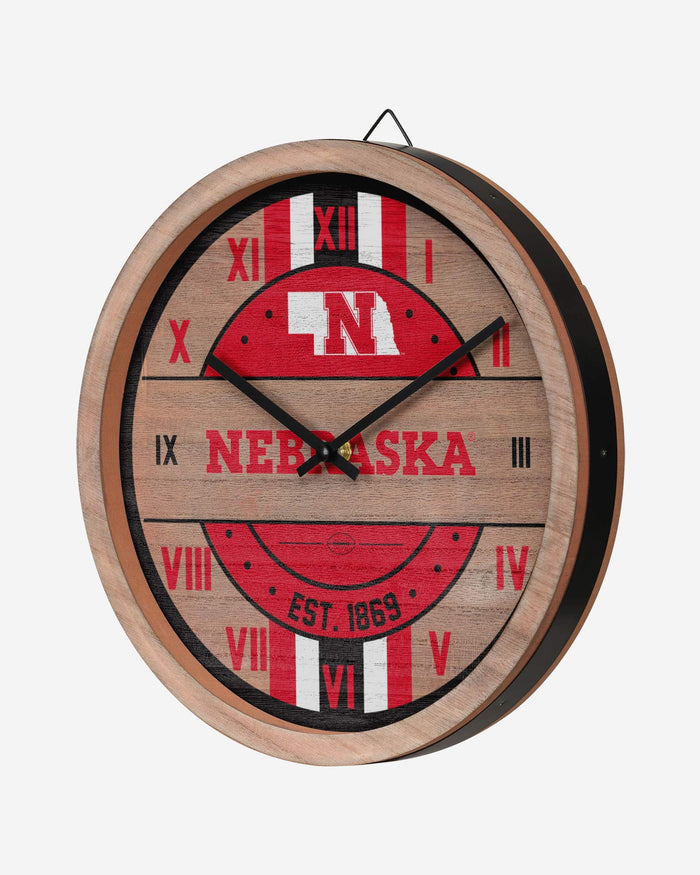 Nebraska Cornhuskers Barrel Wall Clock FOCO - FOCO.com