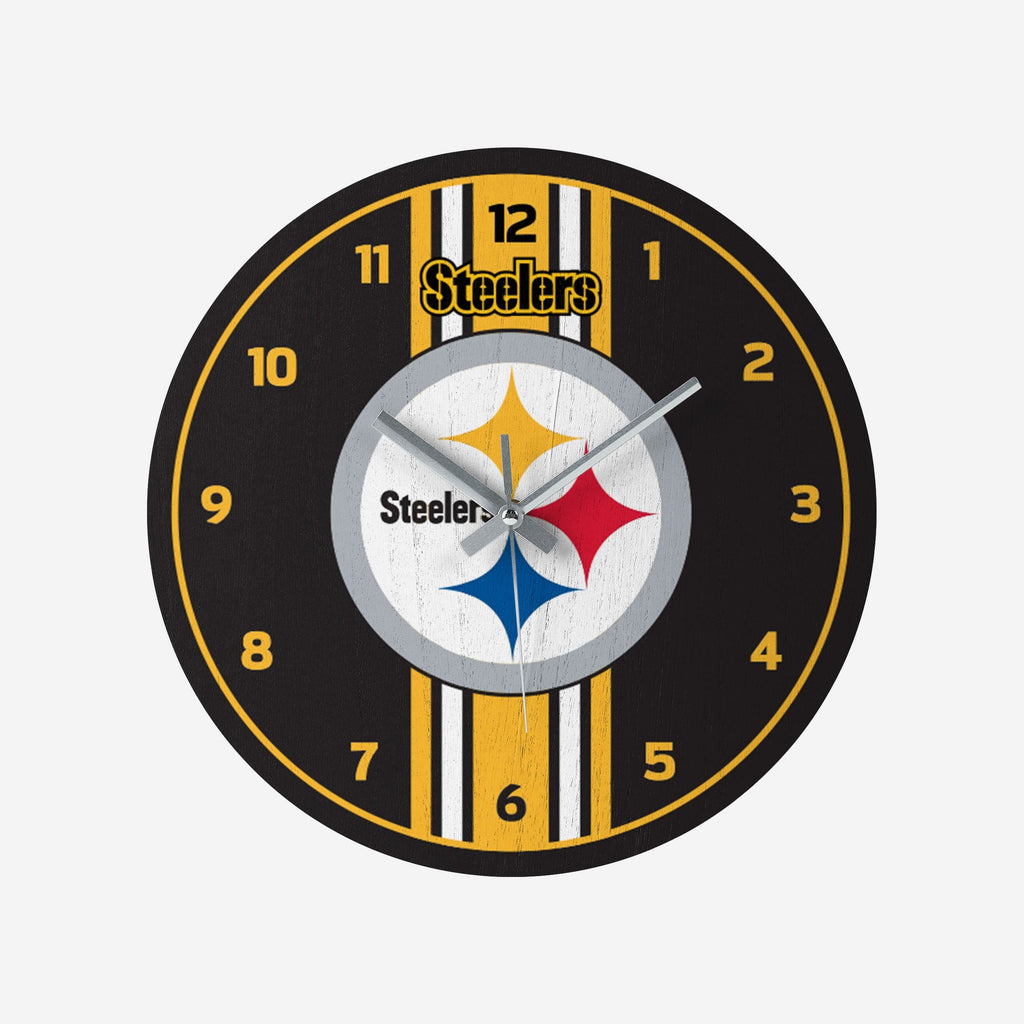 Pittsburgh Steelers Team Stripe Clock FOCO - FOCO.com