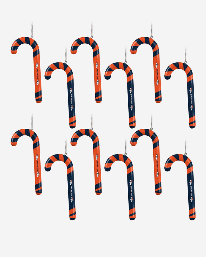 Denver Broncos 12 Pack Candy Cane Ornament Set FOCO - FOCO.com