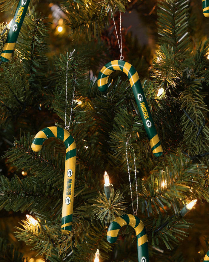 Green Bay Packers 12 Pack Candy Cane Ornament Set FOCO - FOCO.com