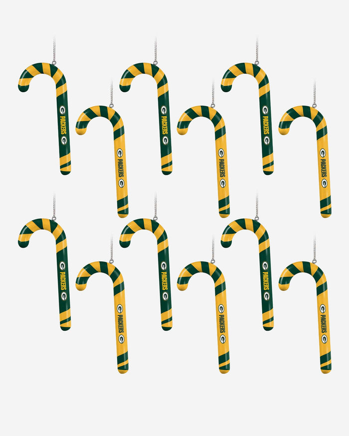 Green Bay Packers 12 Pack Candy Cane Ornament Set FOCO - FOCO.com