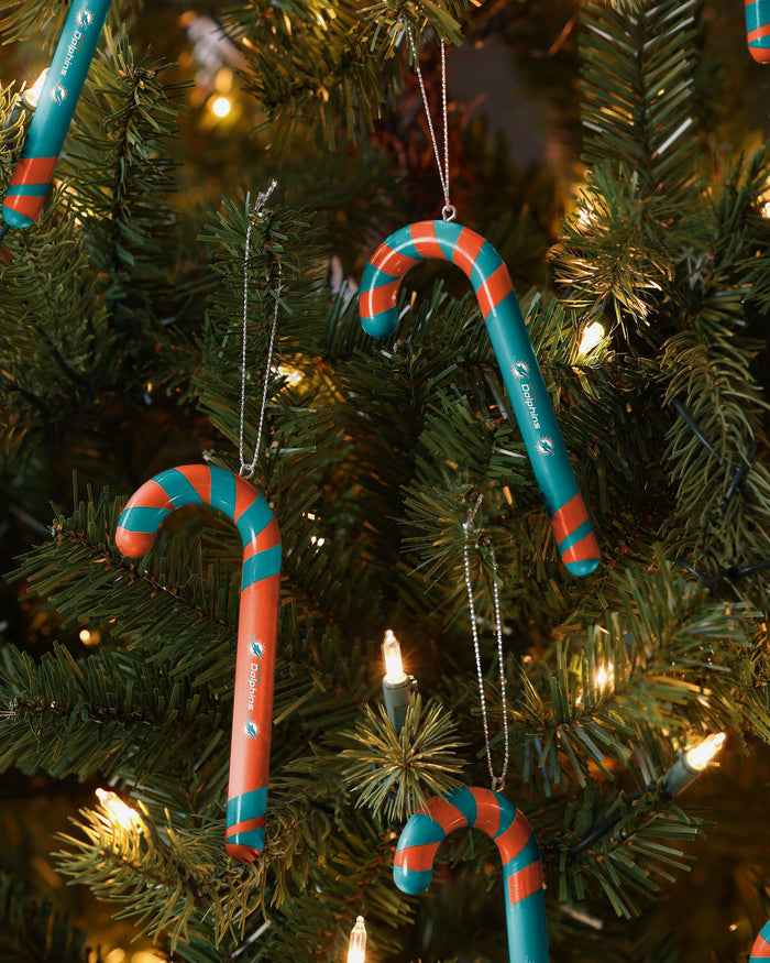 Miami Dolphins 12 Pack Candy Cane Ornament Set FOCO - FOCO.com