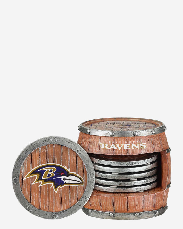 Baltimore Ravens 5 Pack Barrel Coaster Set FOCO - FOCO.com