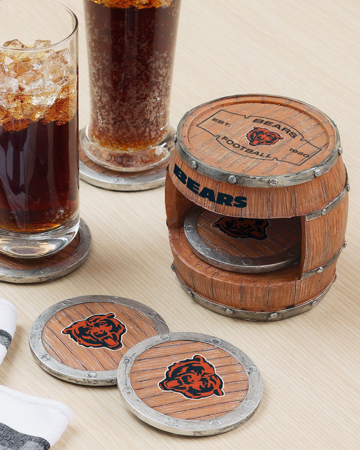 Chicago Bears 5 Pack Barrel Coaster Set FOCO - FOCO.com