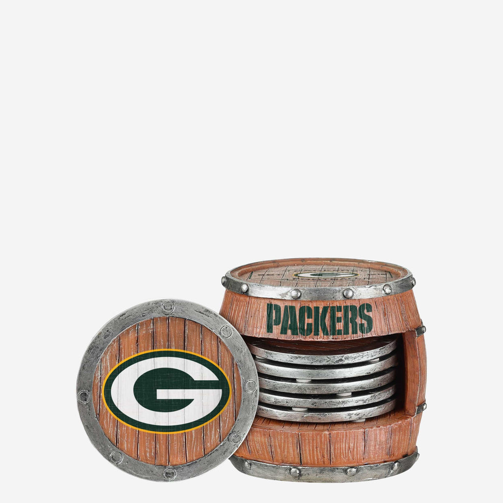 Green Bay Packers 5 Pack Barrel Coaster Set FOCO - FOCO.com